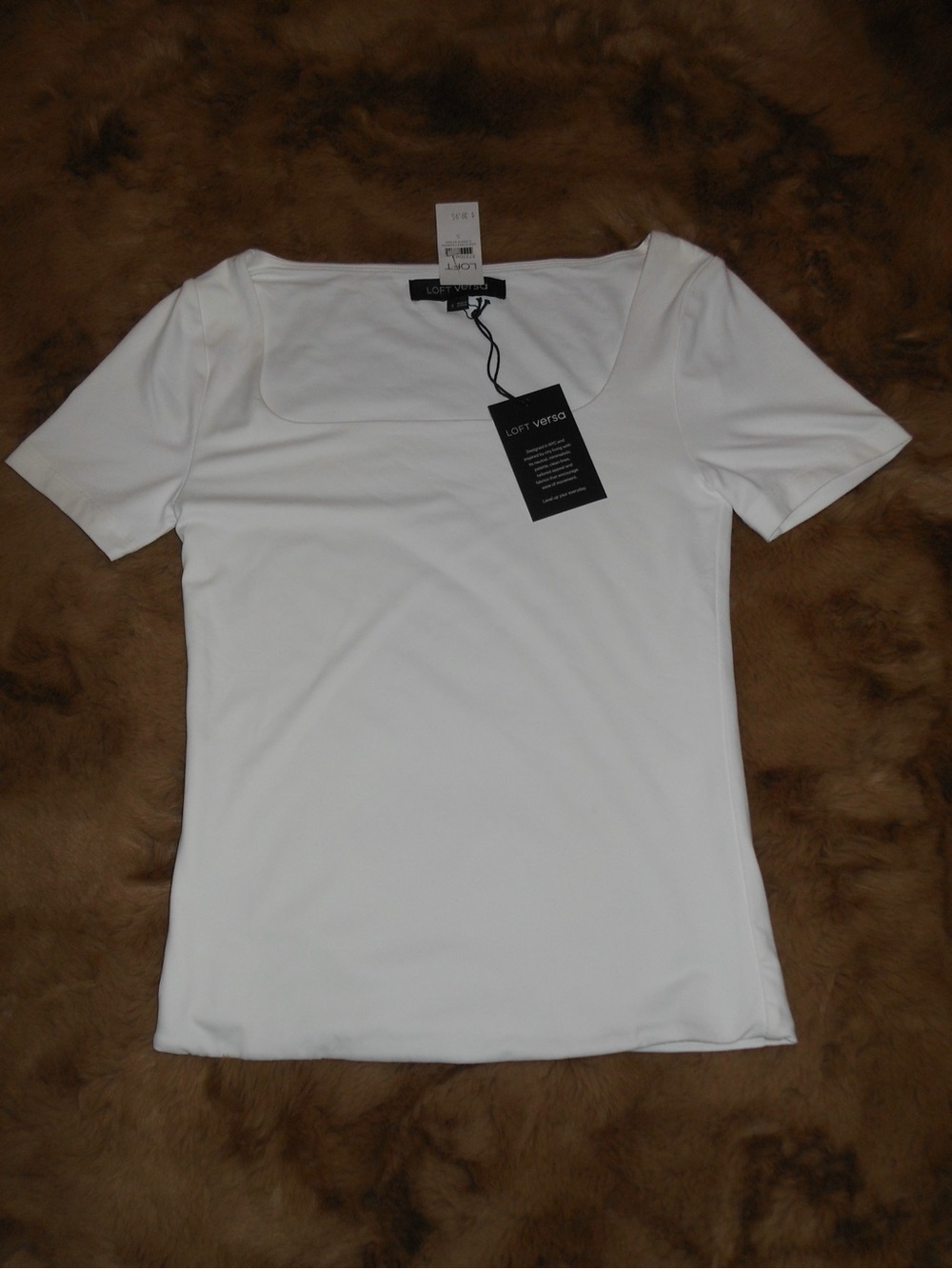 NWT LOFT White Square Neck Short Sleeve Top